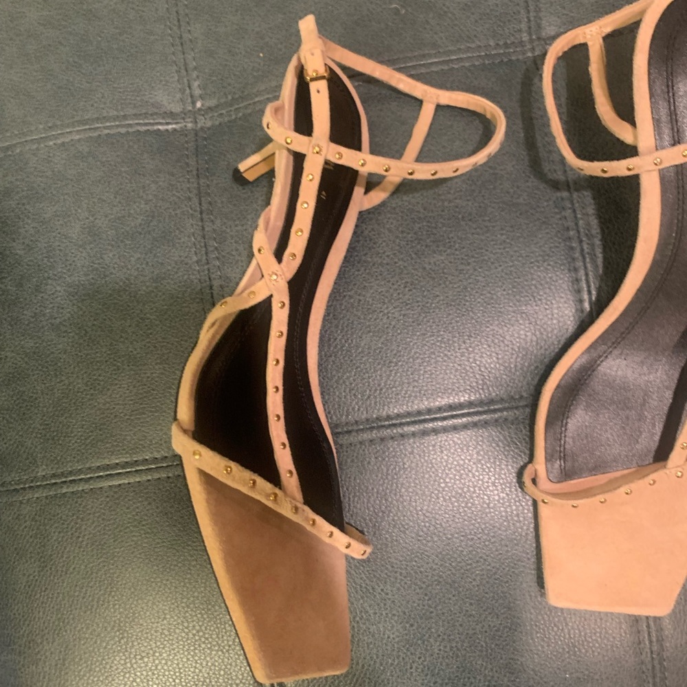 Zara Tan Strappy Heels with Studs - Picture 2 of 9
